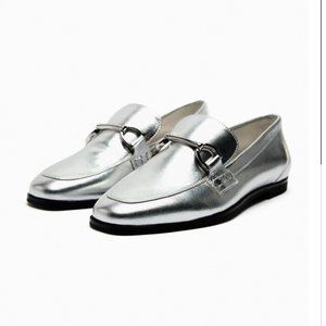 Zara silver loafers size 39